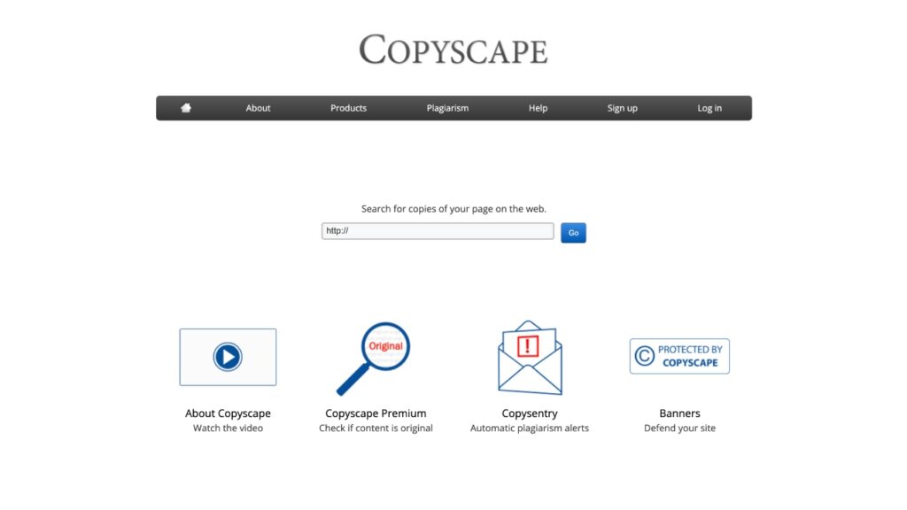 Interface de Copyscape