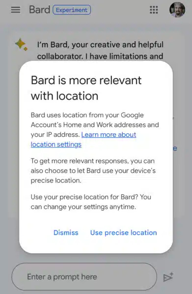 Google Bard a accès à la localisation de ses utilisateurs